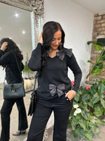 Black Embellished Bow Knit Natalie
